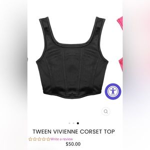 KatieJ NYC black “vivienne” satin corset style tank